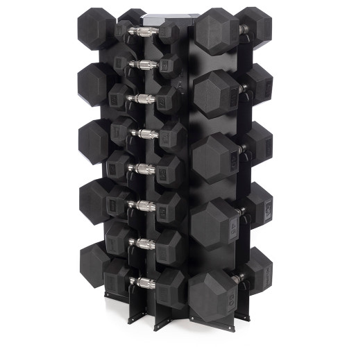 Hampton Urethane Dura-Bell 13 Pair Vertical Racking Dumbbell Set (2.5 - 50 lbs in 2.5 & 5 lb increments) with one V-4-13 Rack
