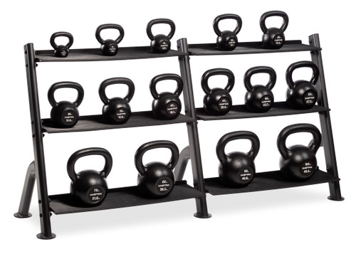 Hampton Kettlebell Club Pack 15 Piece Set (5 - 100 lbs in 5 & 10 lb increments) with One 3T-FLT Rack